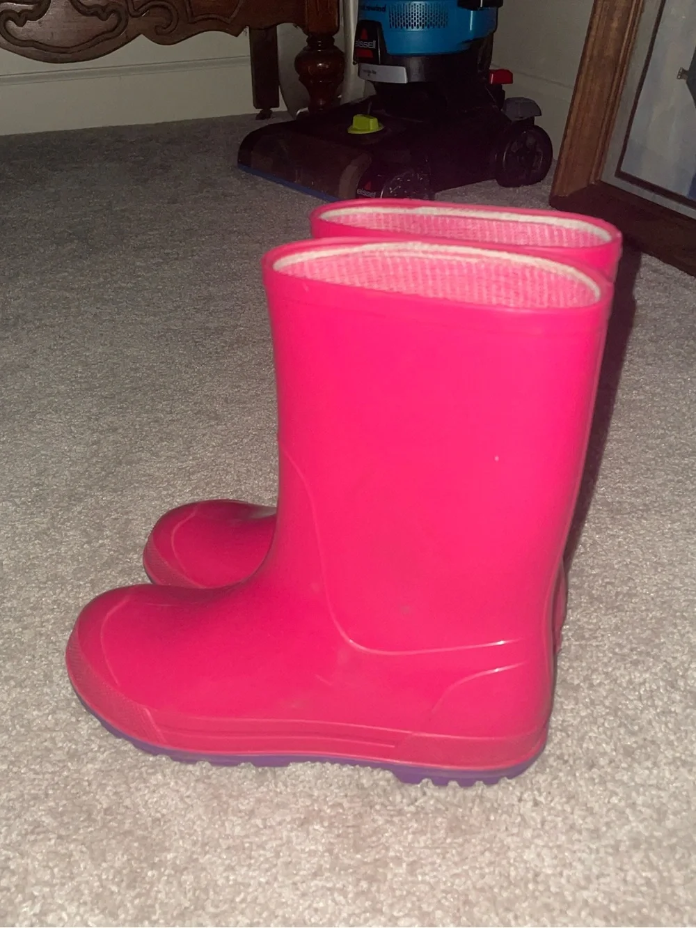 Kids Waterproof Rain Boots in Bright Pink